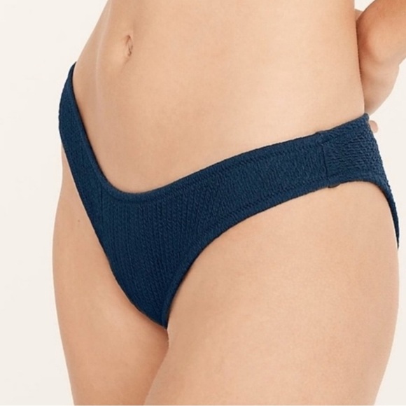 J.‎ Crew NWT Bikini Bottom Women’s L Curved Waist Navy Blue Scrunchie - Picture 1 of 9
